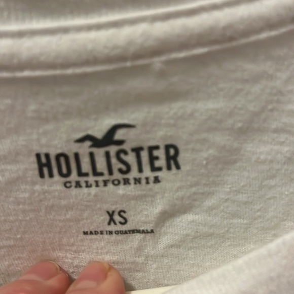 Hollister XS white long sleeve T-shirt with tie waste, black & white checkered - Picture 2 of 4